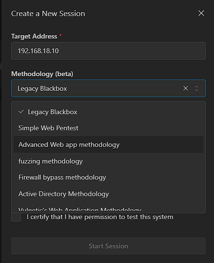 Selecting a methodology during assessment configuration