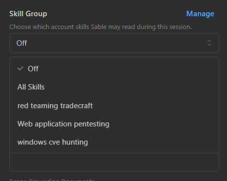 Selecting a Skill Group while creating a pentest